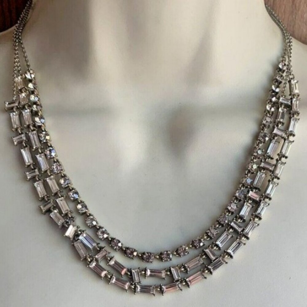 Triple Chain Rhinestone Choker Necklace